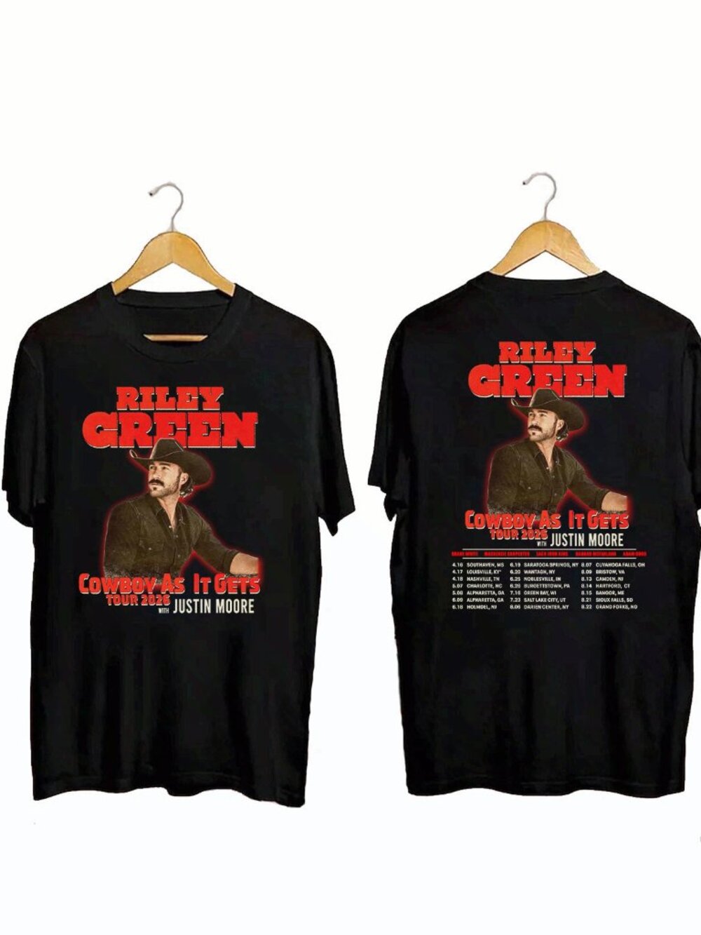 Riley Green Cowboy As It Gets Tour 2026 Graphic T-Shirt